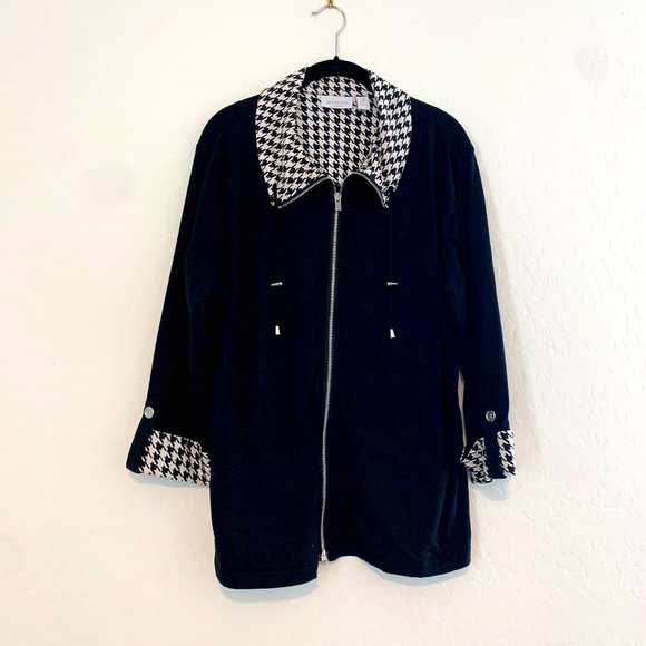Chico's Jackets & Blazers - Chico's Weekends Black Houndstooth Zip Jacket